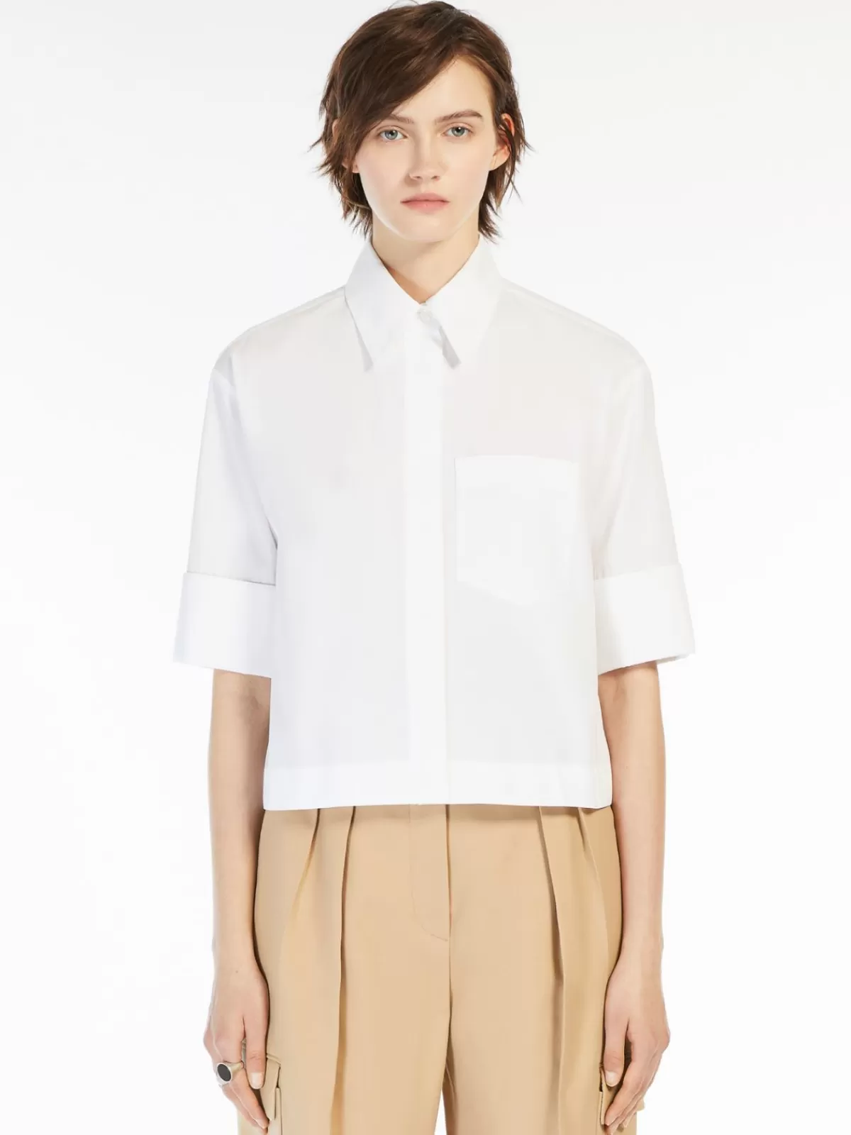 Blouses*Max Mara Boxy-fit cotton poplin shirt OPTICALWHITE