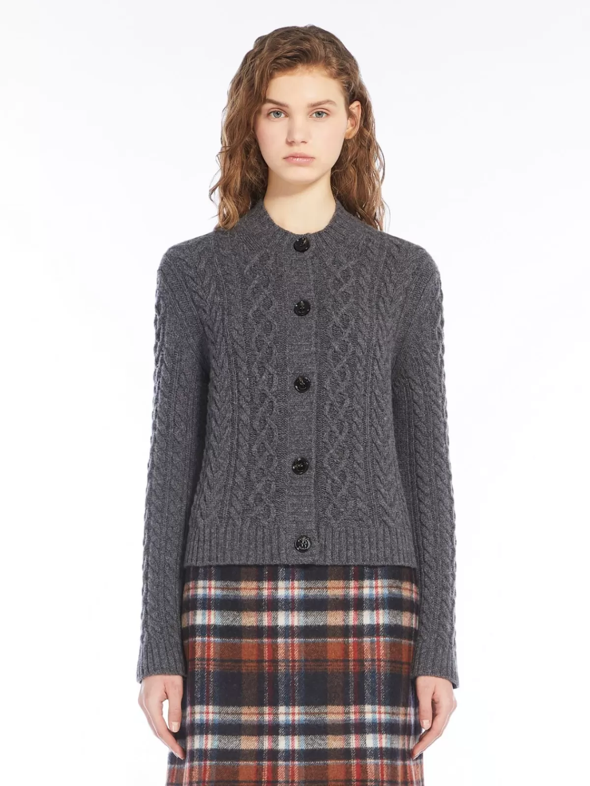 Knitwear*Max Mara Cable-knit wool cardigan DARKGREY