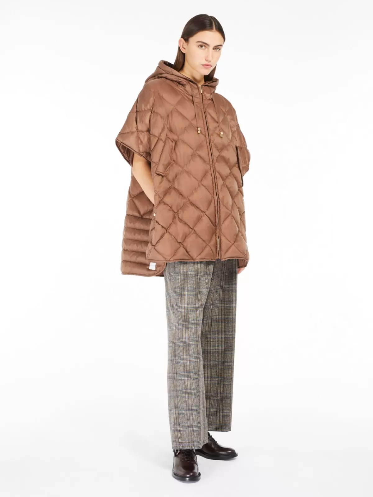 Capes*Max Mara Cape with hood in water-repellent canvas BROWN