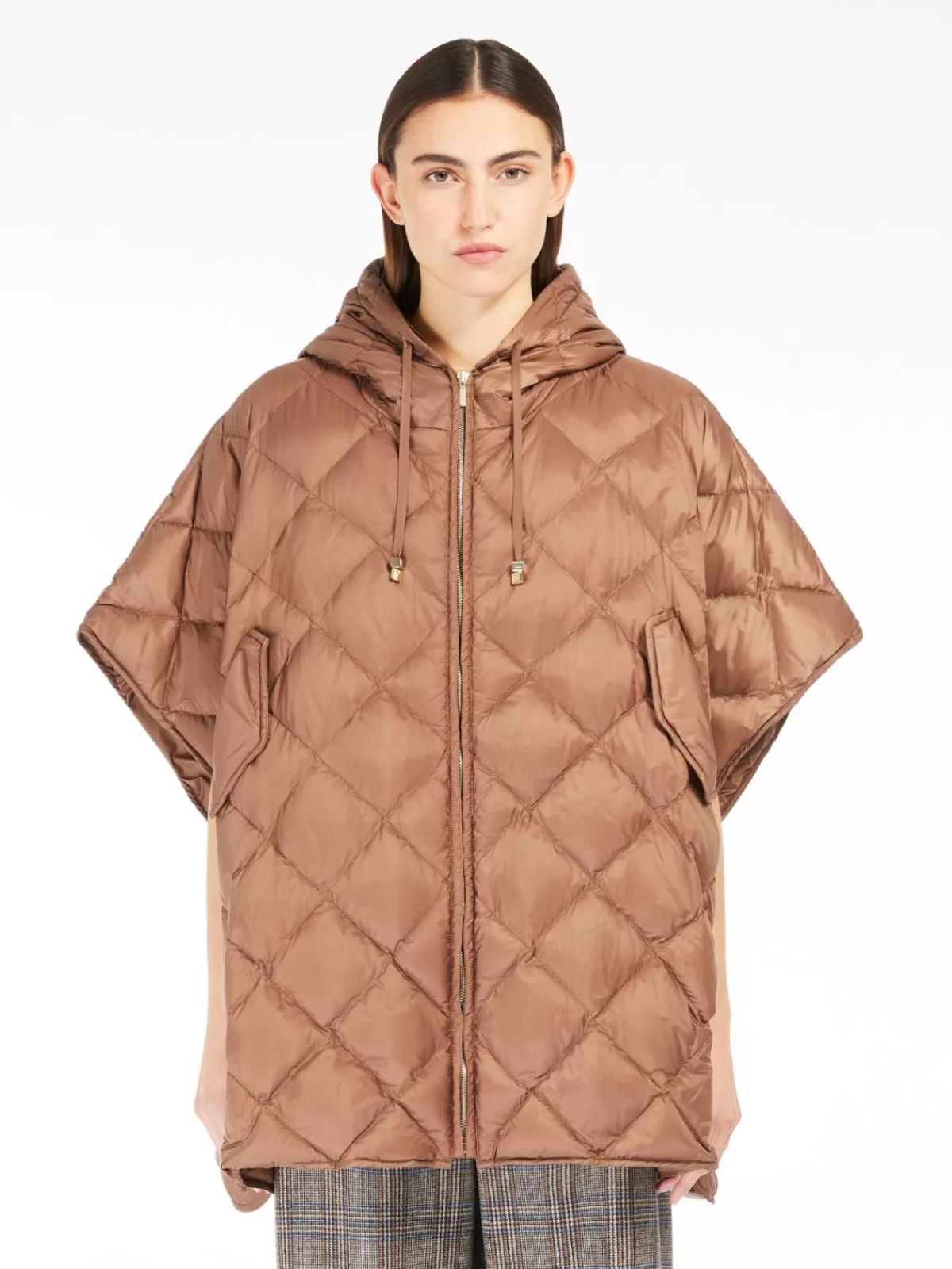 Capes*Max Mara Cape with hood in water-repellent canvas BROWN