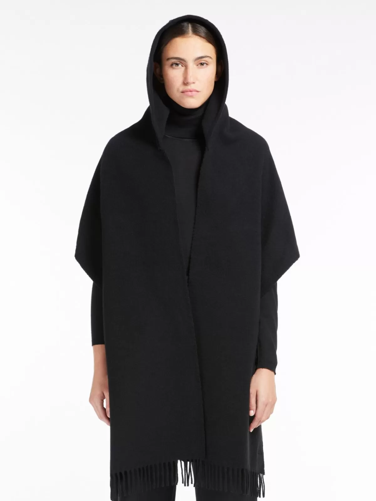 Scarves And Foulards*Max Mara Cashmere blend scarf with hood BLACK