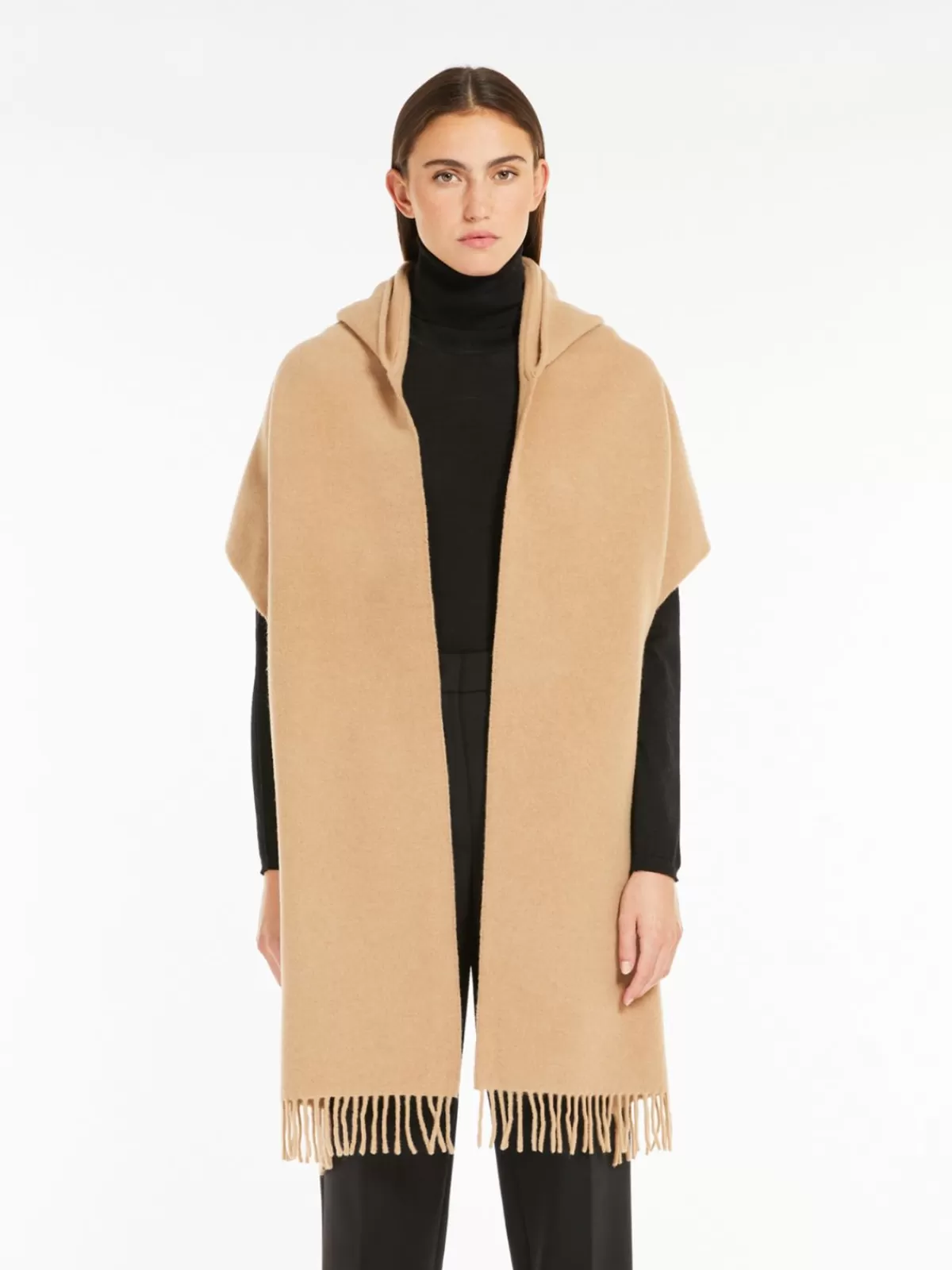 Scarves And Foulards*Max Mara Cashmere blend scarf with hood CAMEL