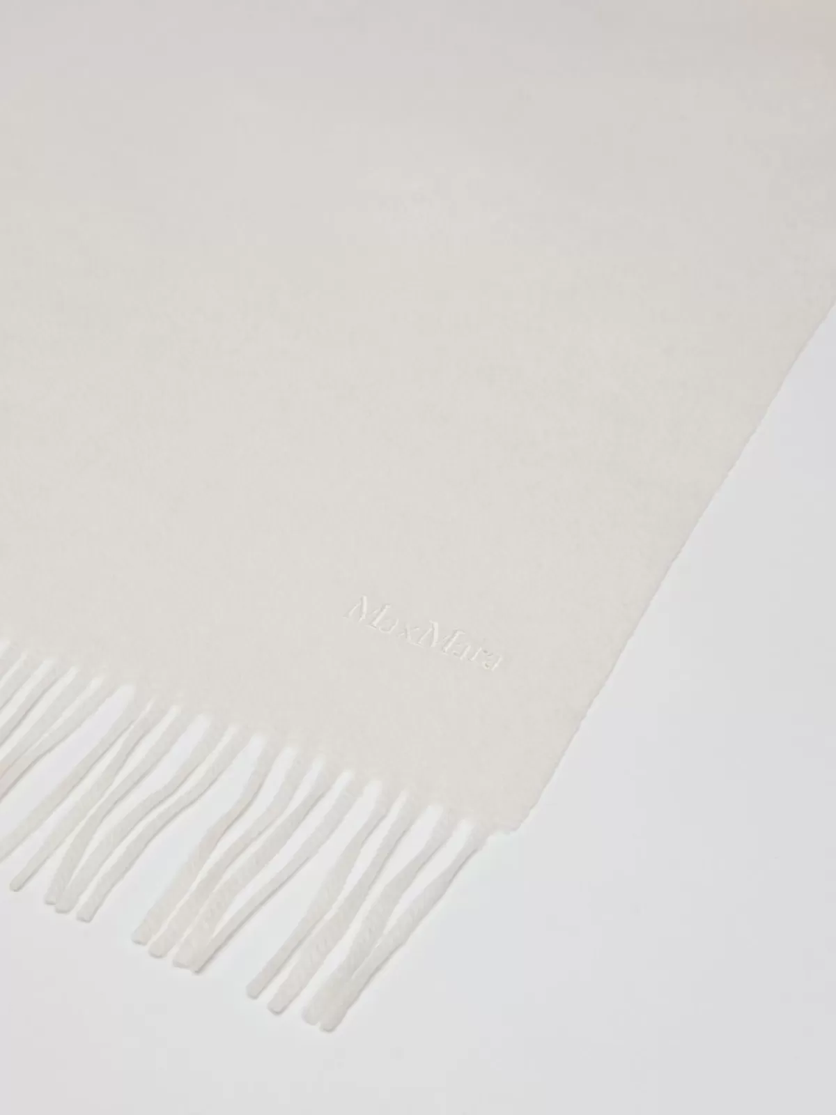 Scarves And Foulards*Max Mara Cashmere stole with embroidery and fringes WHITE