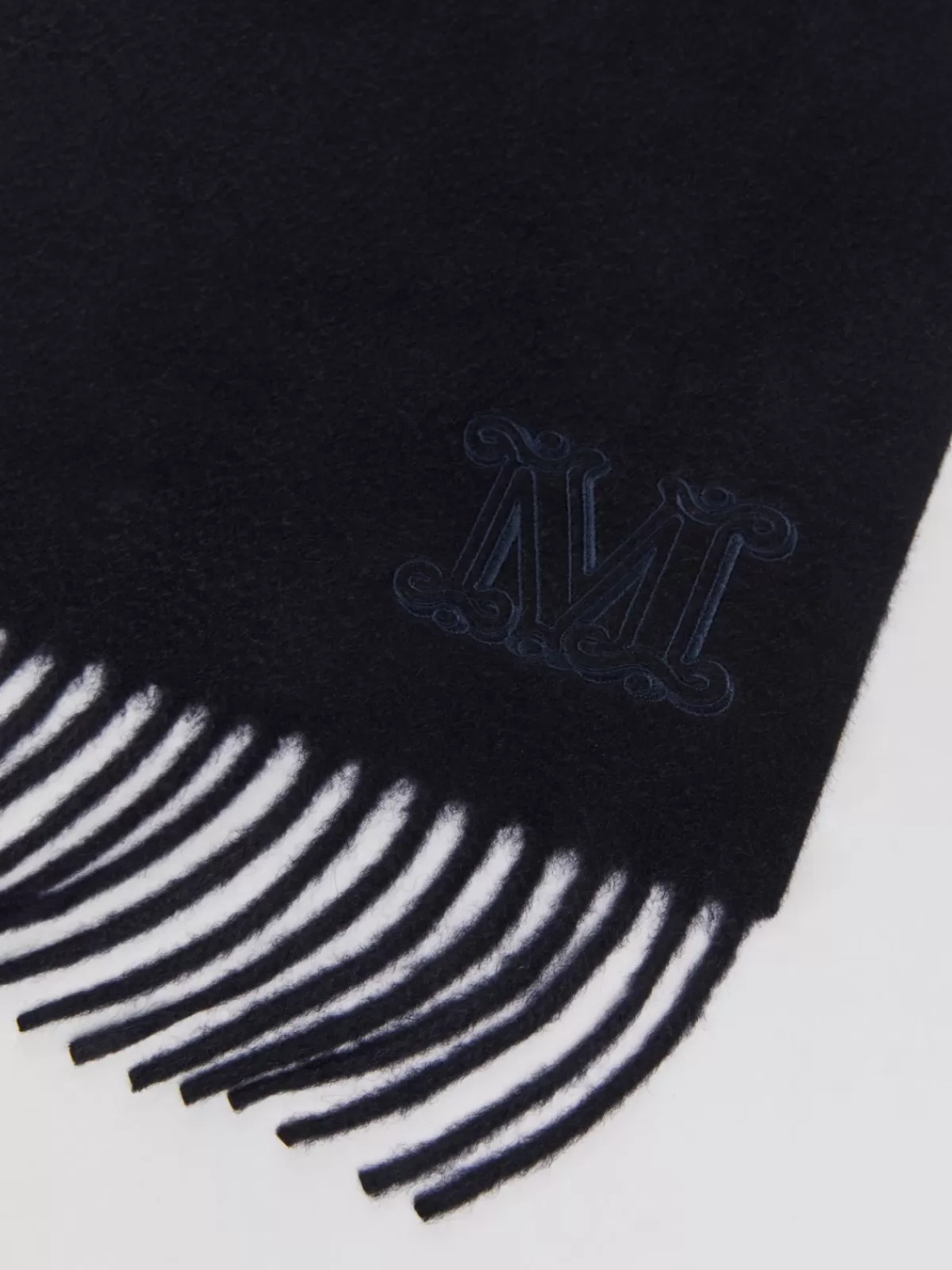 Scarves And Foulards*Max Mara Cashmere stole with monogram embroidery MIDNIGHTBLUE