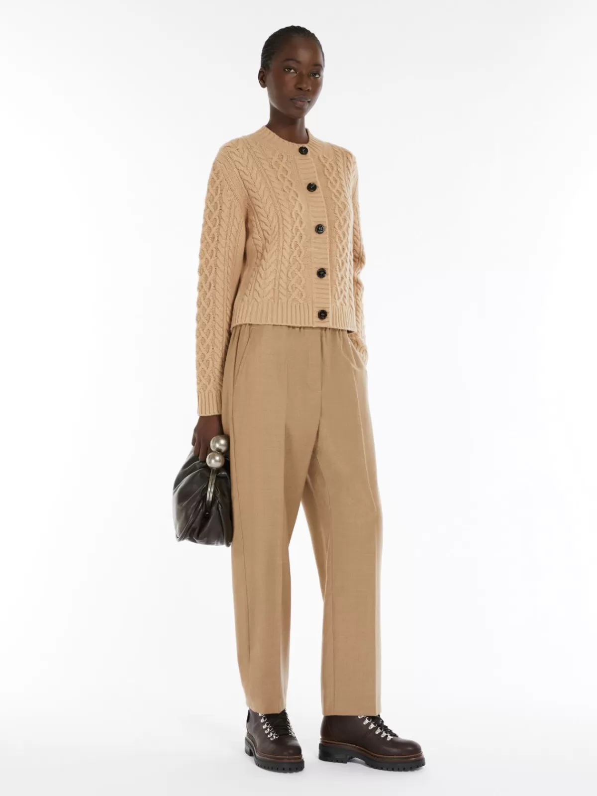 Trousers And Jeans*Max Mara Comfort-fit flannel trousers CAMEL