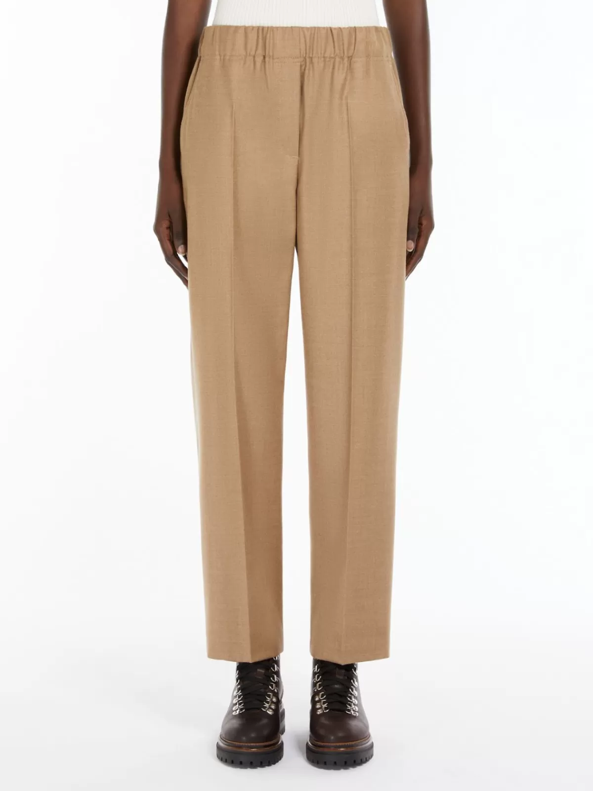 Trousers And Jeans*Max Mara Comfort-fit flannel trousers CAMEL