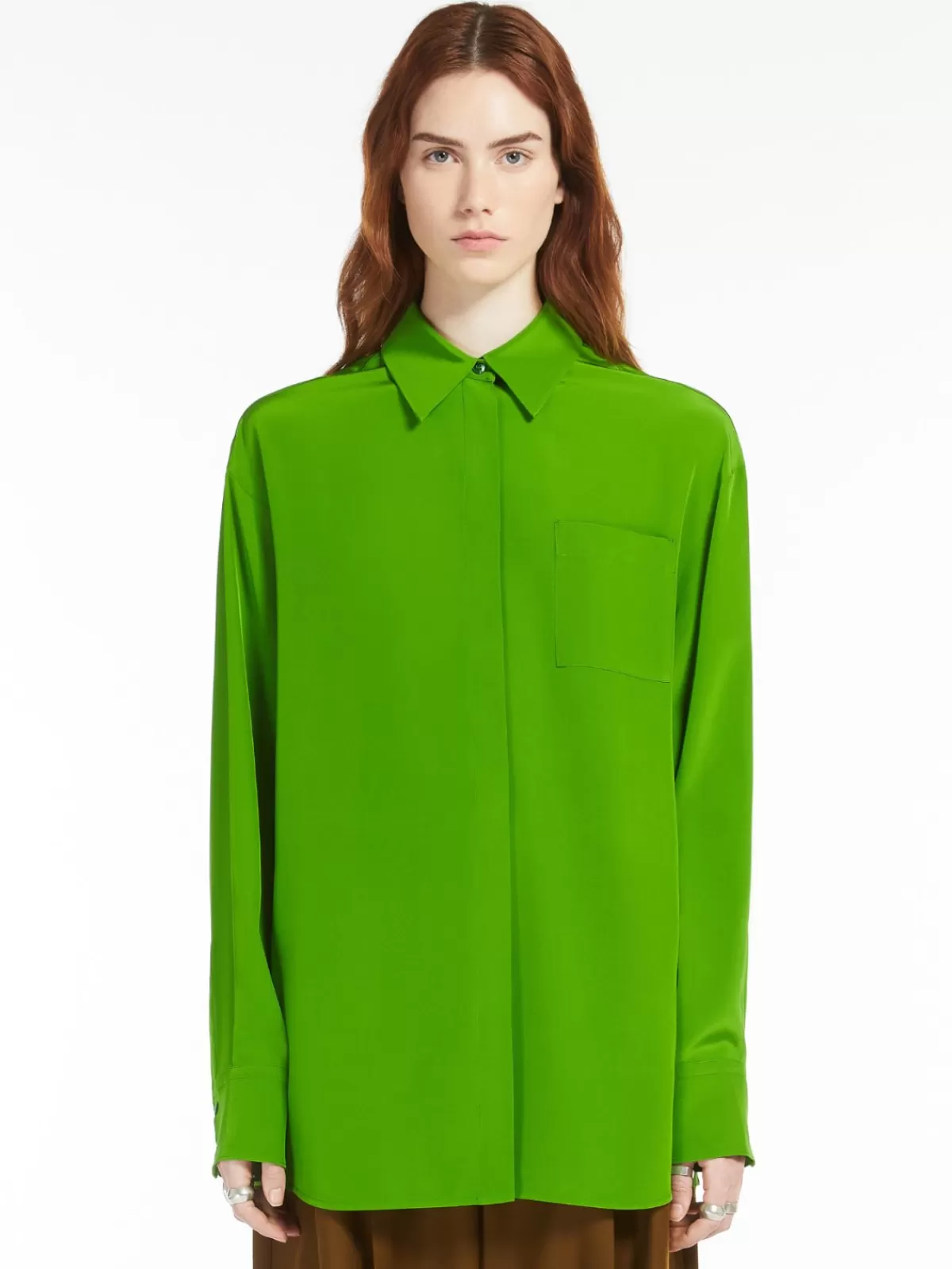 Blouses*Max Mara Comfort-fit silk shirt GREEN