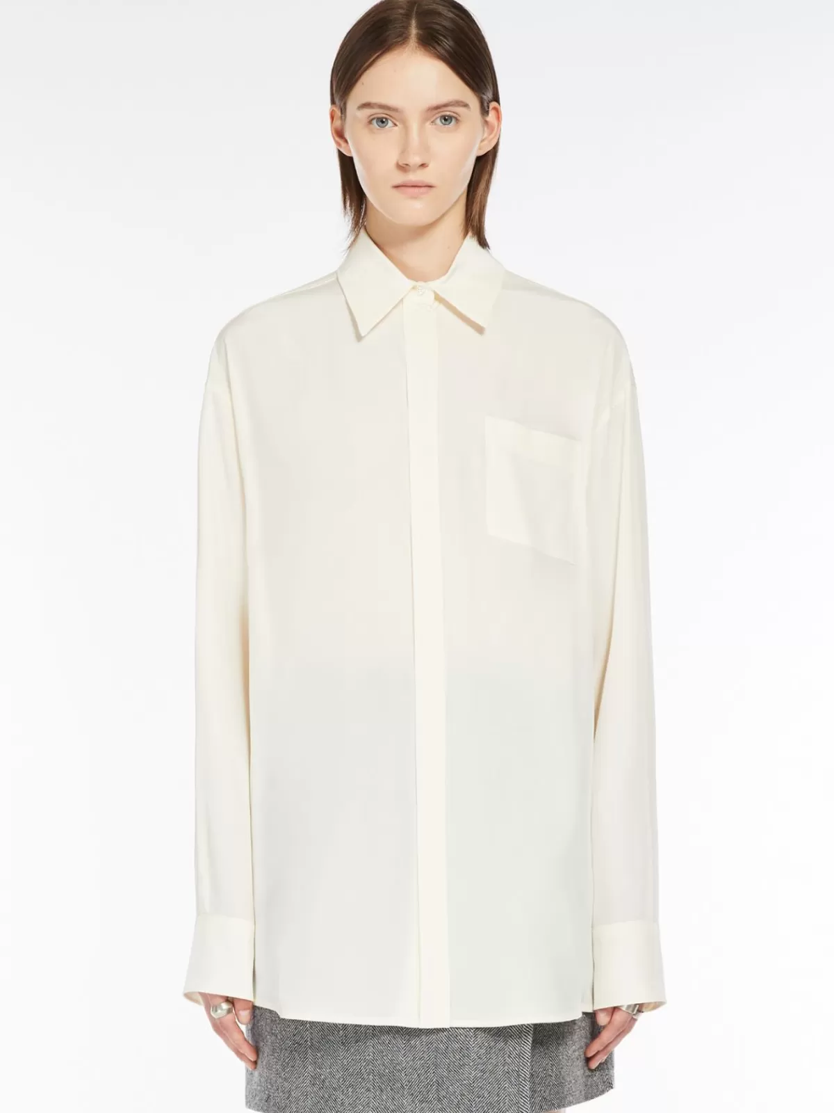 Blouses*Max Mara Comfort-fit silk shirt IVORY