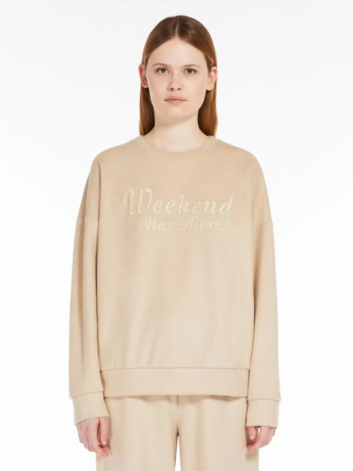 Knitwear*Max Mara Cotton and wool broadcloth sweatshirt SAND