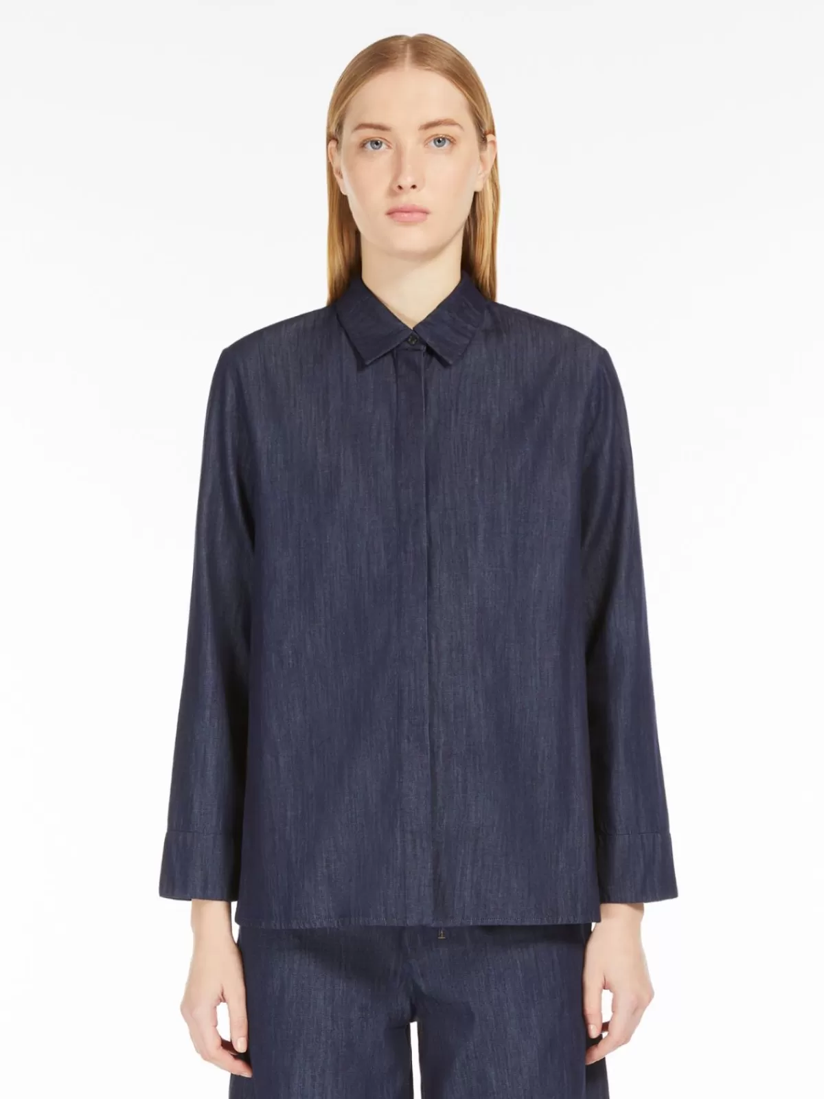 Blouses*Max Mara Cotton denim shirt NAVY