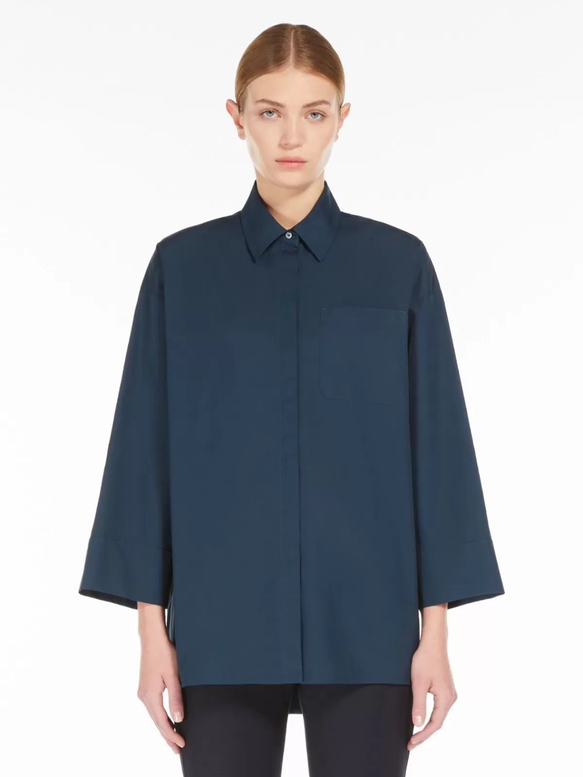 Blouses*Max Mara Cotton poplin blouse MIDNIGHTBLUE