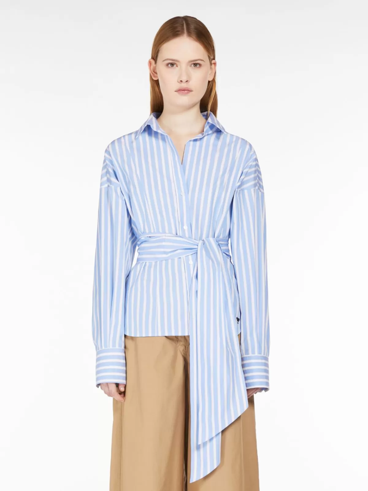 Blouses*Max Mara Cotton poplin crossover shirt LIGHTBLUE