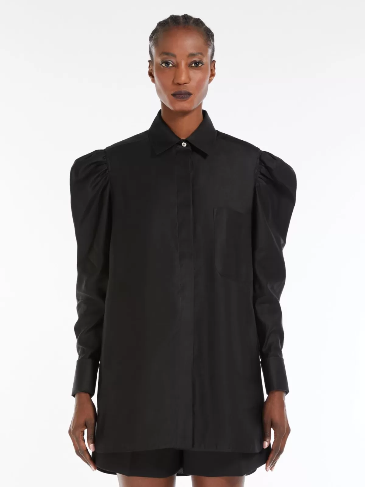 Blouses*Max Mara Cotton satin shirt BLACK