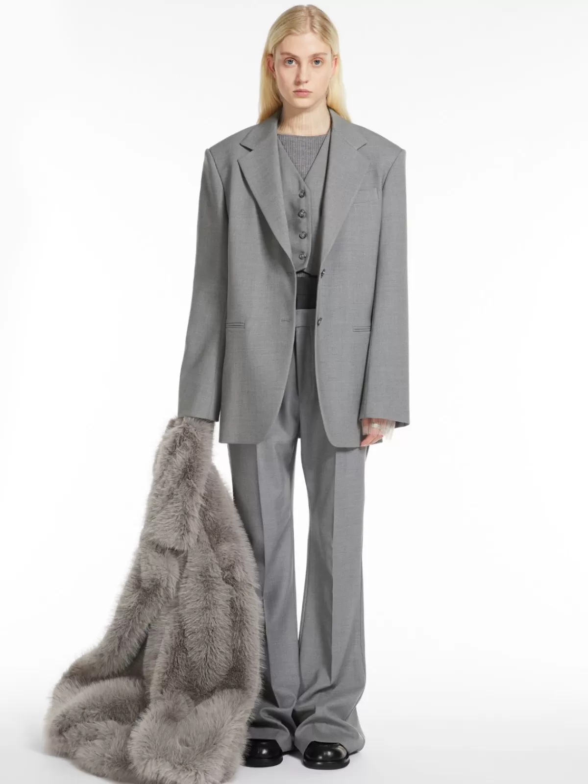 Jackets And Blazers | Suit*Max Mara Cropped stretch wool waistcoat LIGHTGREY