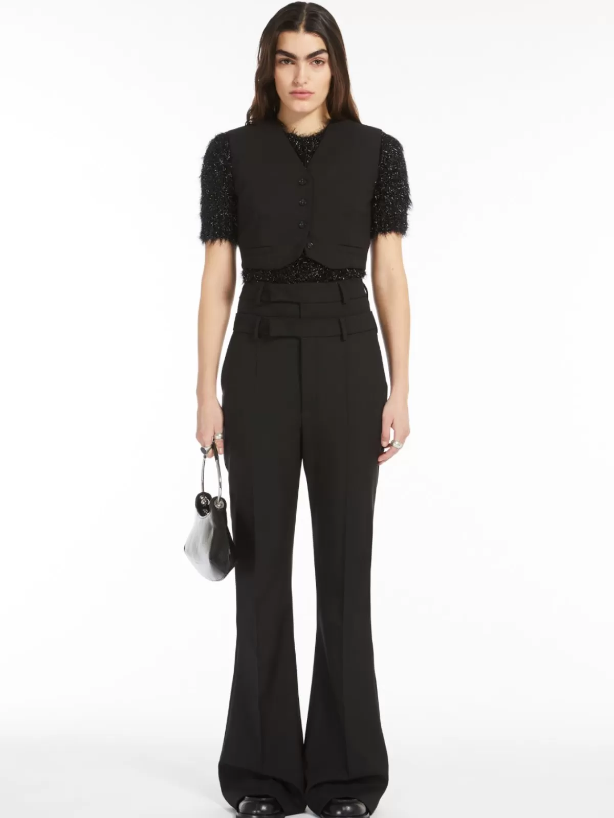 Jackets And Blazers | Suit*Max Mara Cropped stretch wool waistcoat BLACK