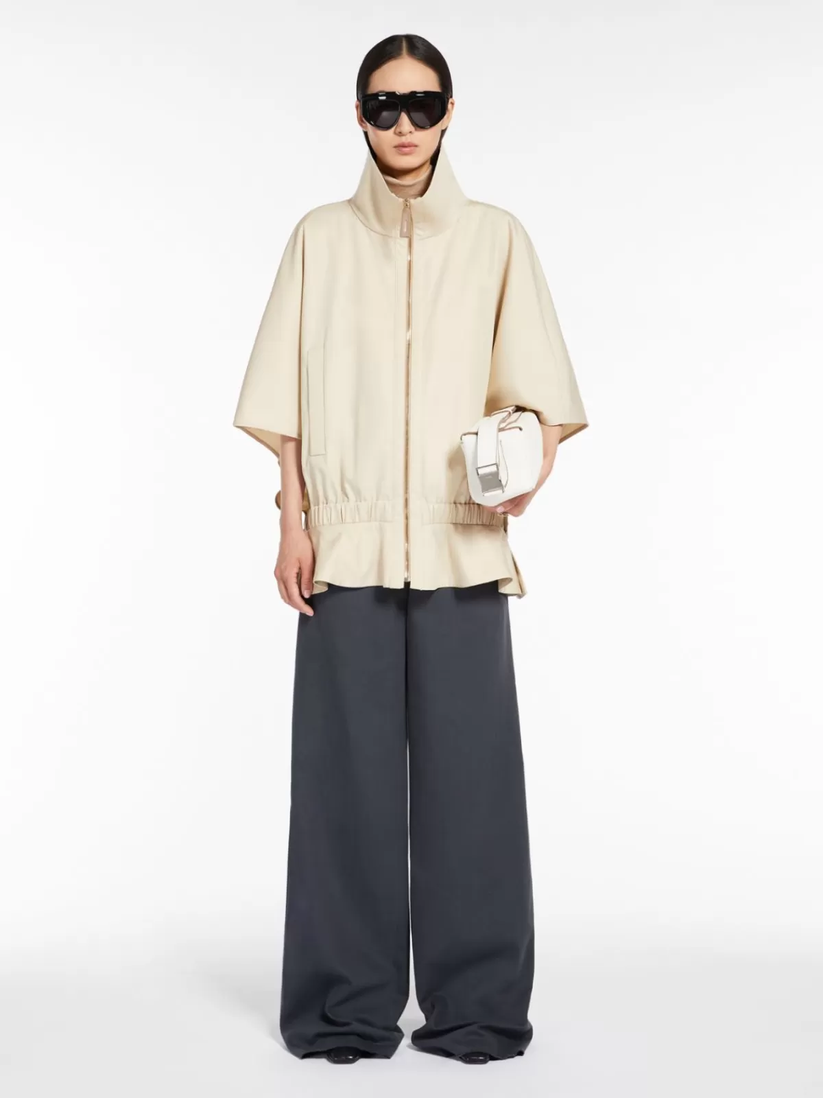 Capes*Max Mara Cropped water-repellent cotton cape POWDER