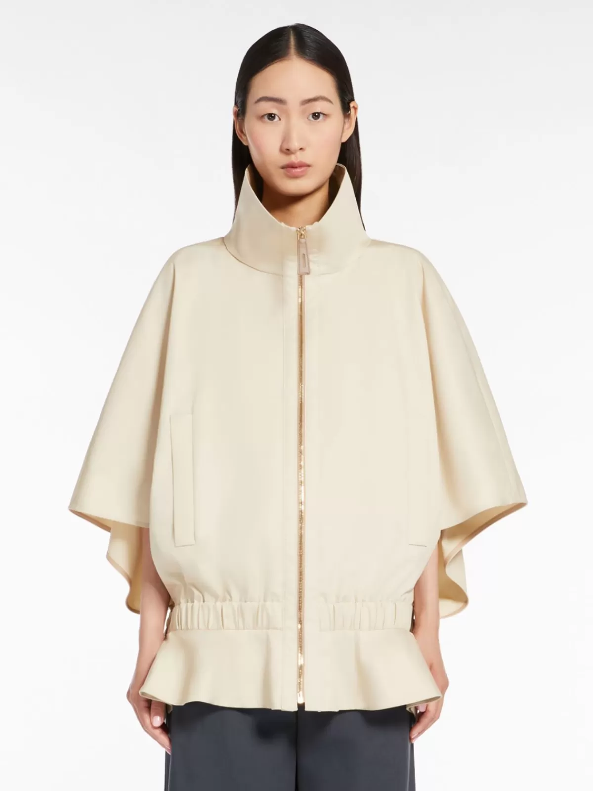 Capes*Max Mara Cropped water-repellent cotton cape POWDER