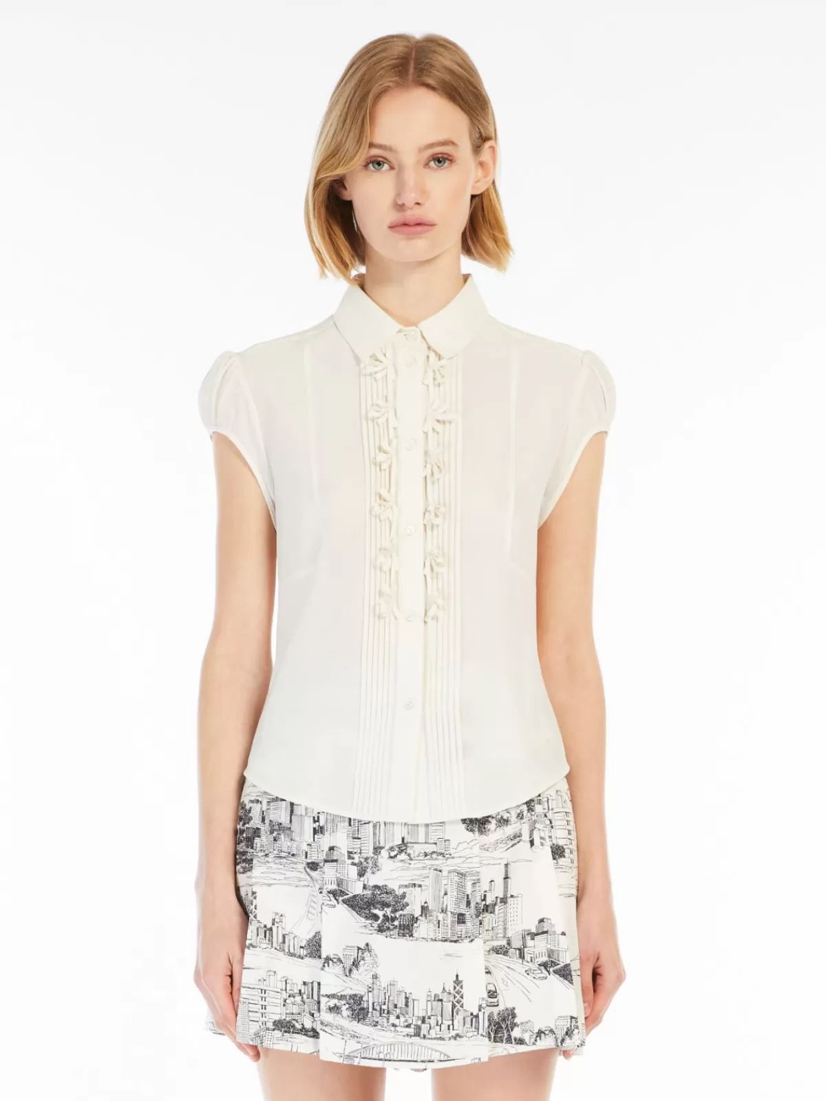 Blouses*Max Mara Crêpe de Chine blouse WHITE