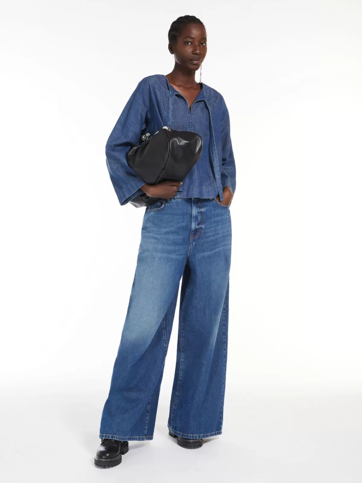 Blouses*Max Mara Denim sailor blouse NAVY