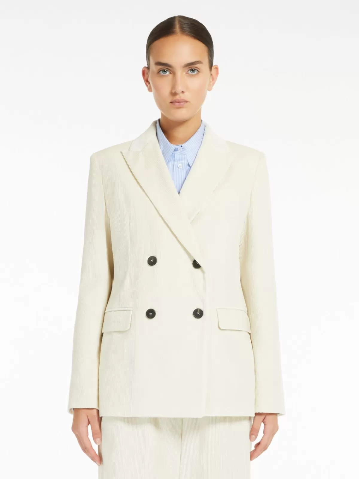 Jackets And Blazers | Suit*Max Mara Double-breasted velvet blazer MILK