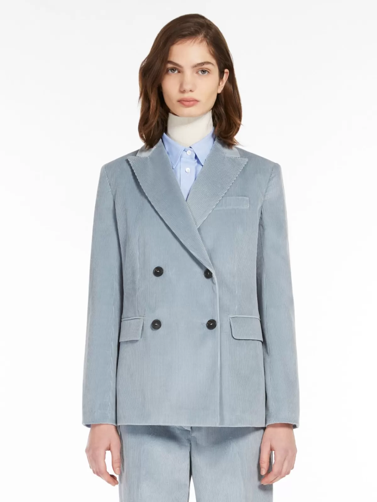 Jackets And Blazers | Suit*Max Mara Double-breasted velvet blazer SKYBLUE