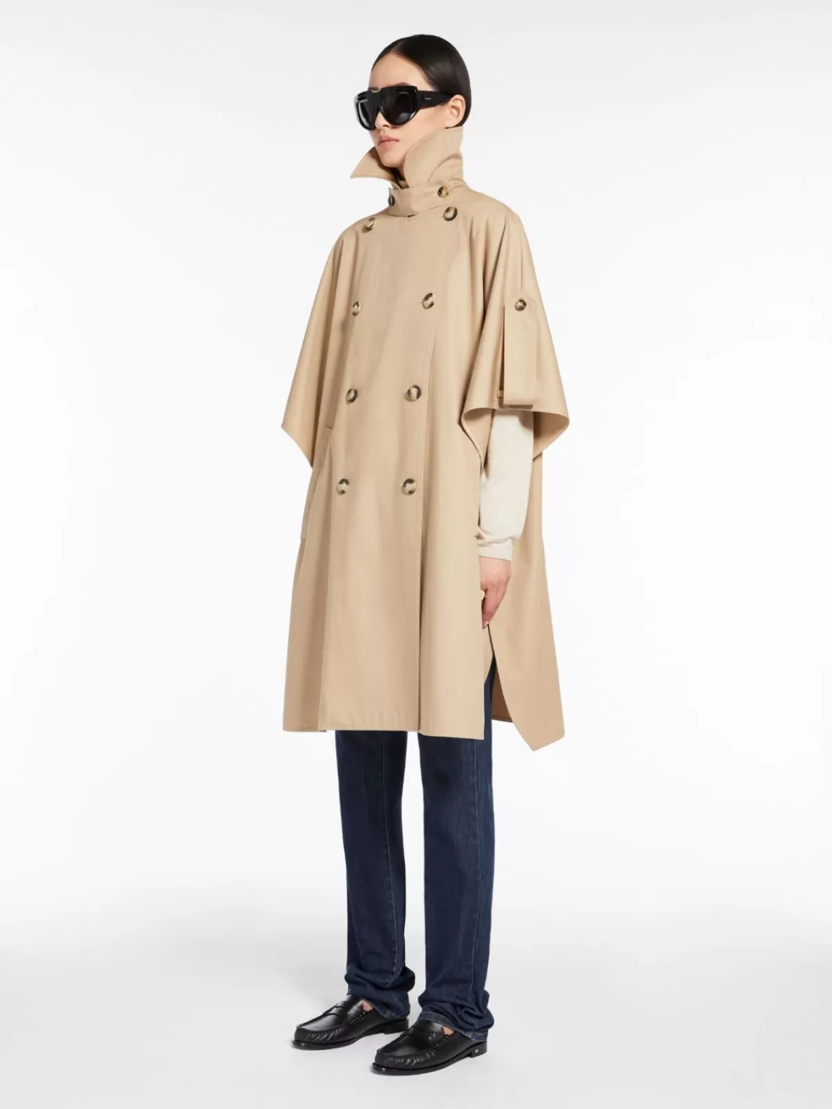 Capes*Max Mara Double-breasted water-repellent cotton cape COLONIAL