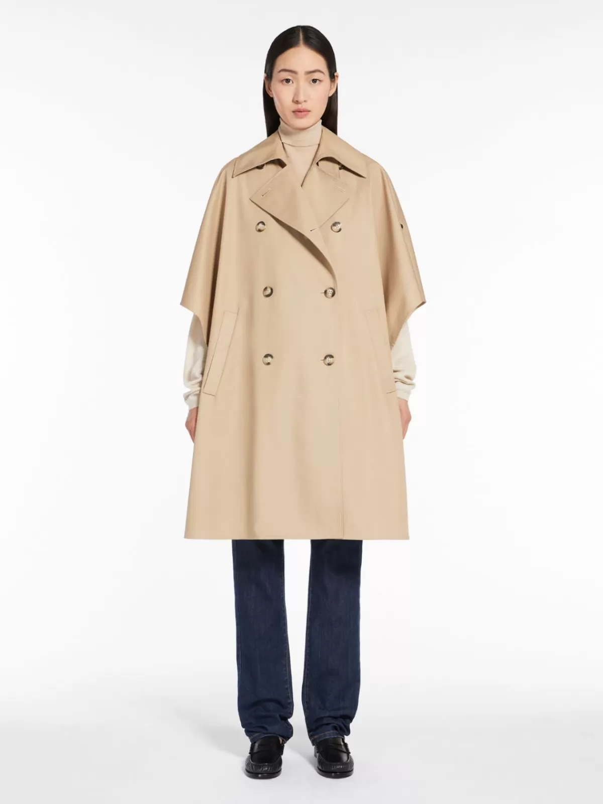 Capes*Max Mara Double-breasted water-repellent cotton cape COLONIAL