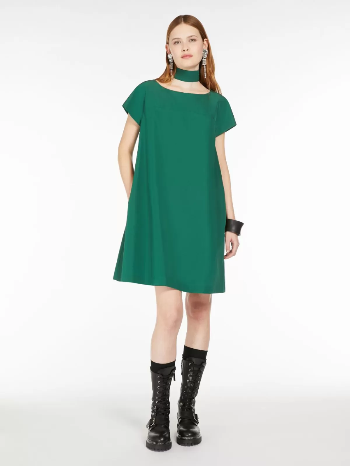 Dresses*Max Mara Flared taffeta dress GREEN