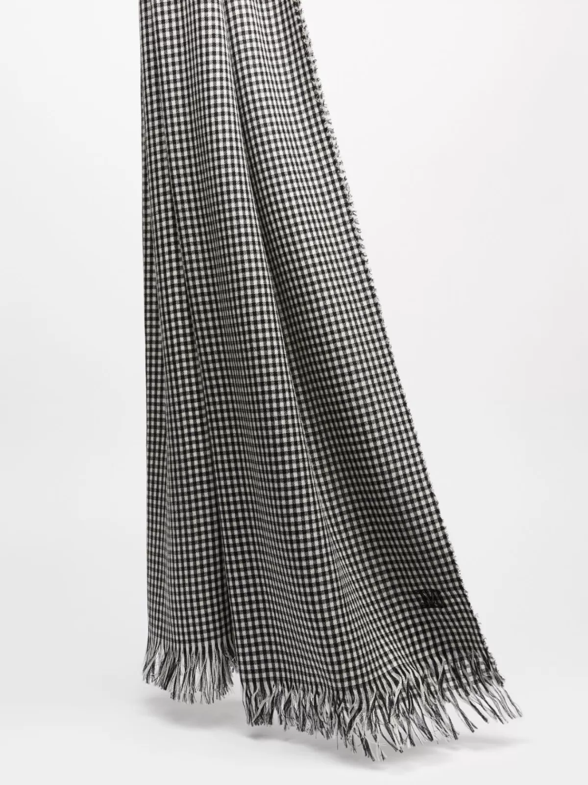 Scarves And Foulards*Max Mara Gingham cashmere stole BLACK