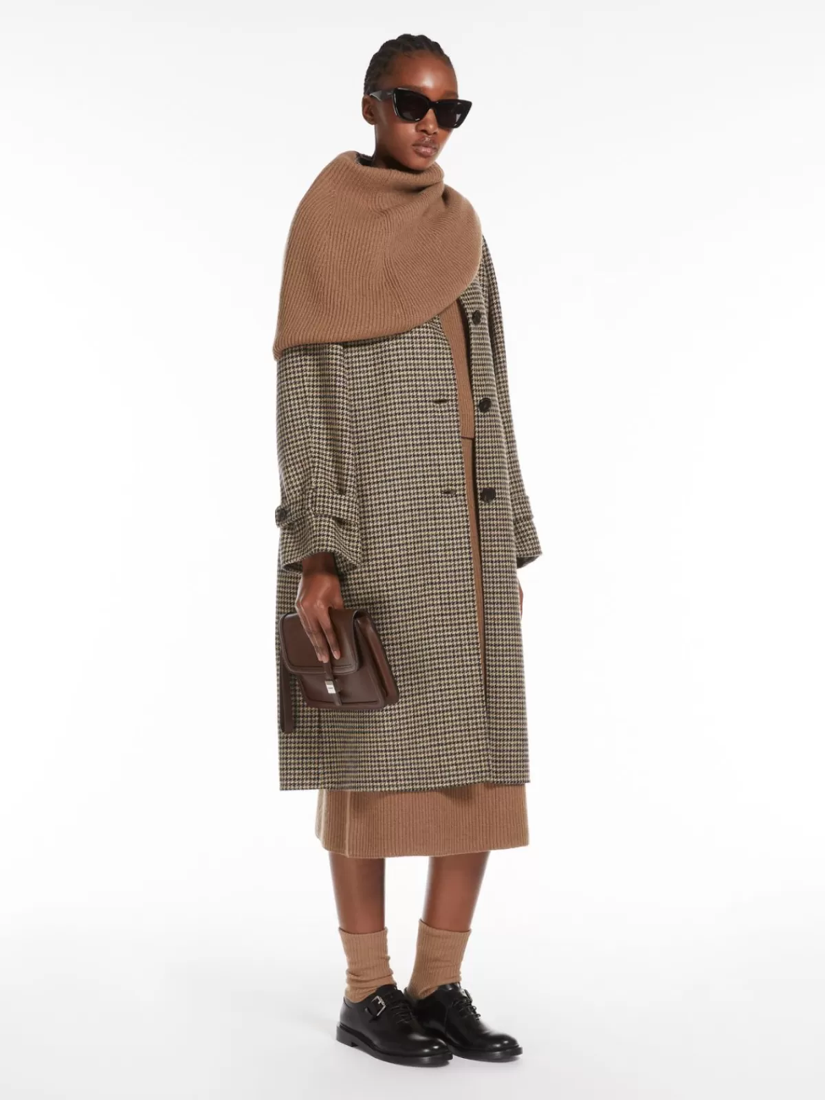 Coats*Max Mara Houndstooth wool coat BEIGE