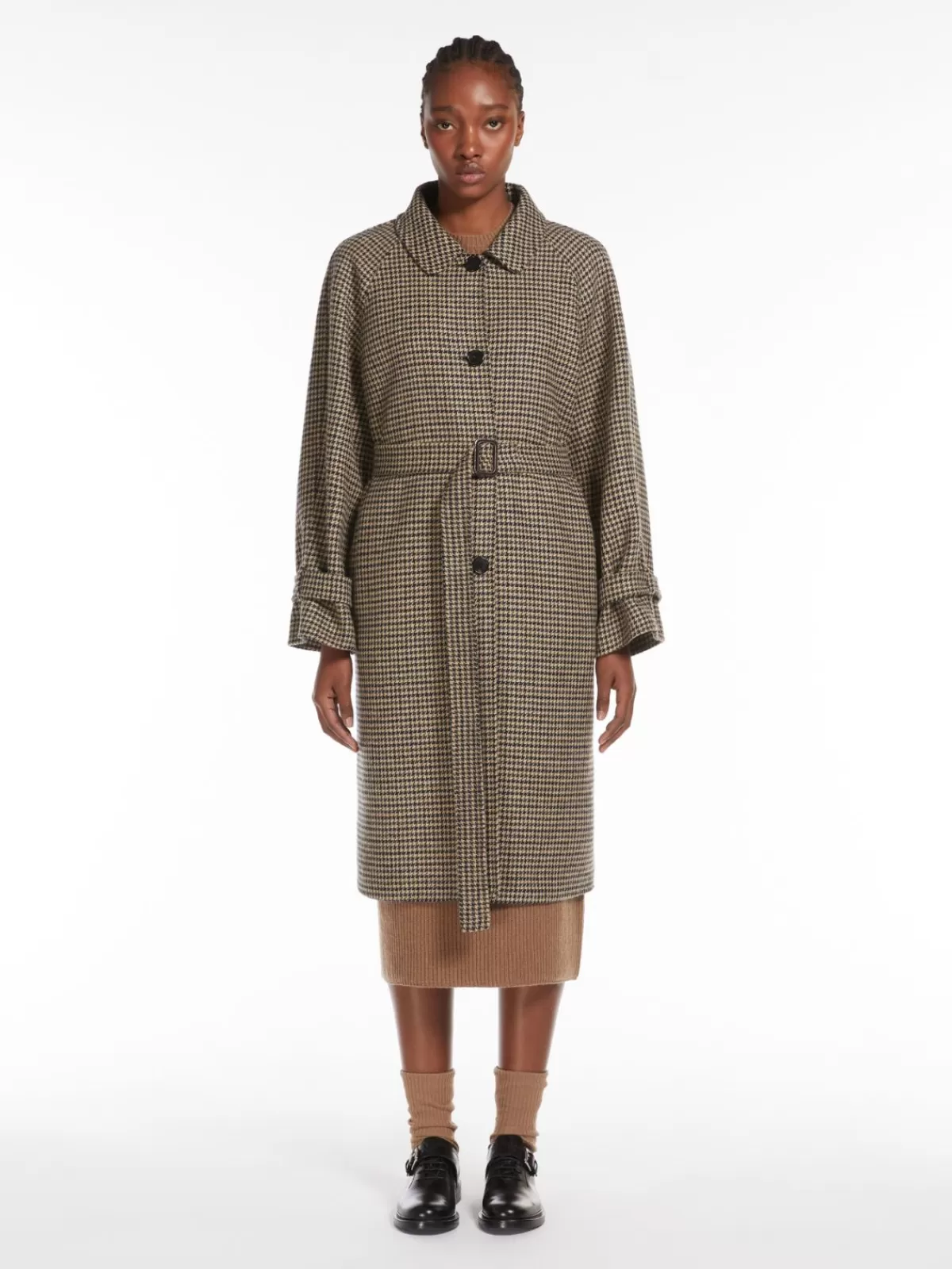 Coats*Max Mara Houndstooth wool coat BEIGE