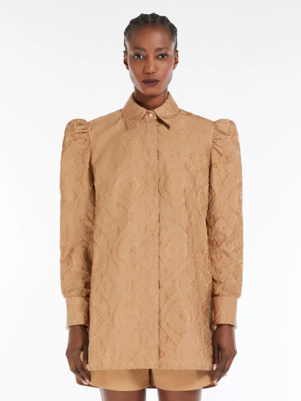 Blouses*Max Mara Jacquard fil coupé shirt CAMEL