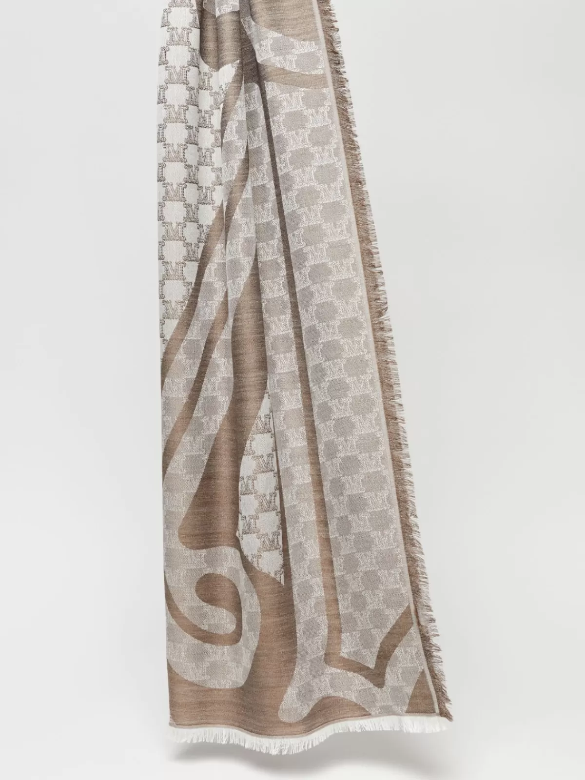 Scarves And Foulards*Max Mara Jacquard silk and wool stole BROWN