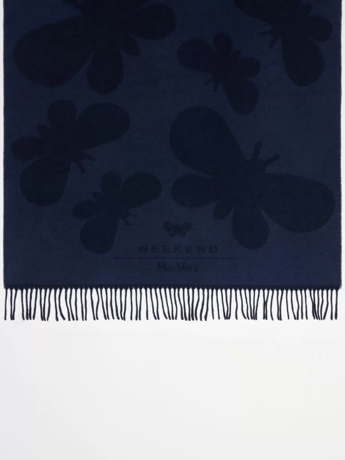 Scarves And Foulards*Max Mara Jacquard wool stole MIDNIGHTBLUE