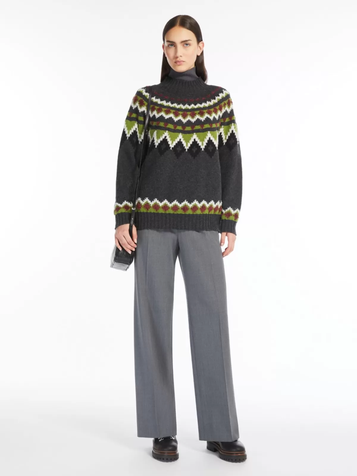 Knitwear*Max Mara Jacquard wool sweater DARKGREY