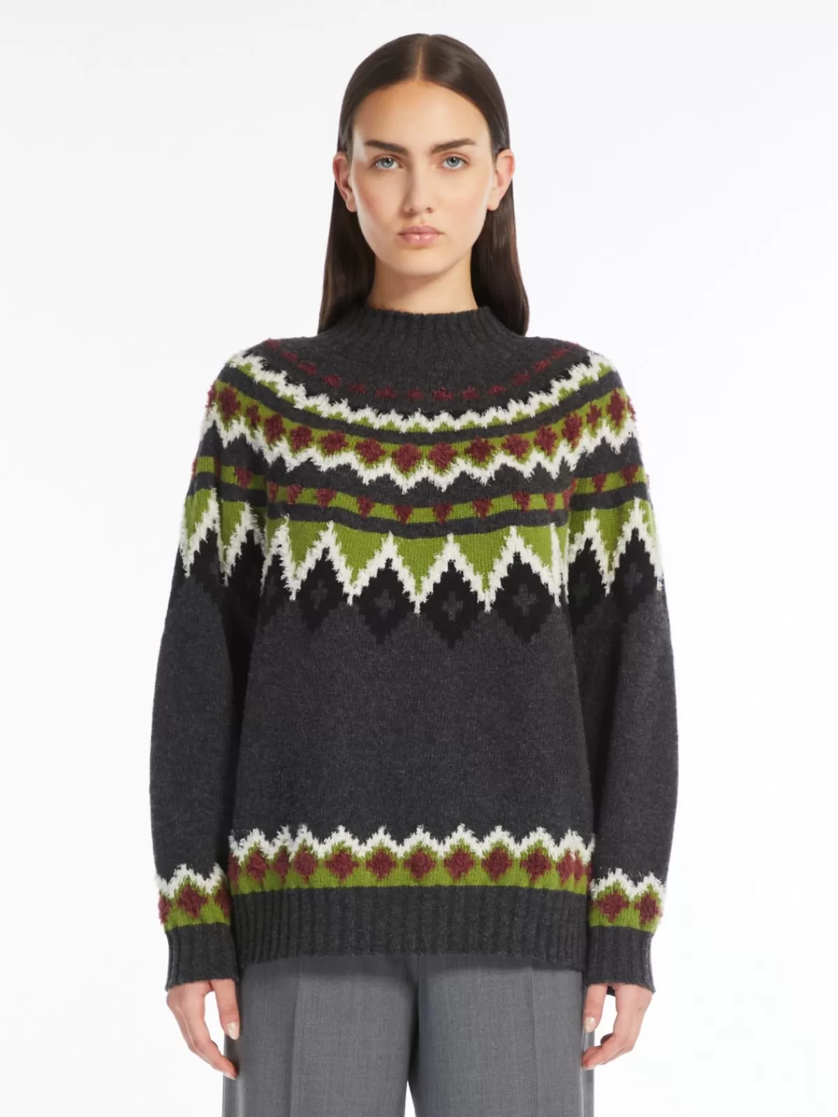 Knitwear*Max Mara Jacquard wool sweater DARKGREY