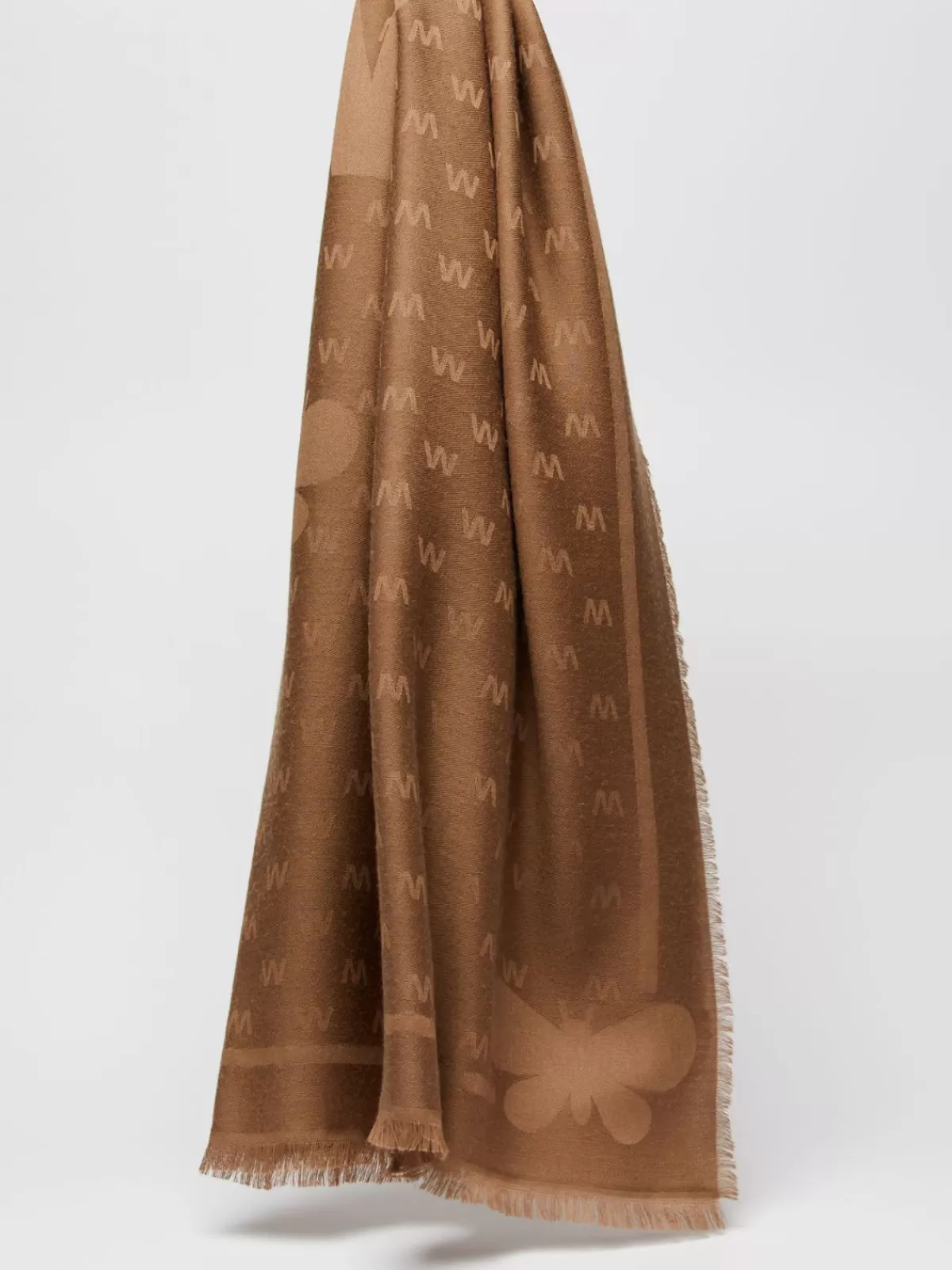 Scarves And Foulards*Max Mara Jacquard-knit viscose and wool shawl CAMEL