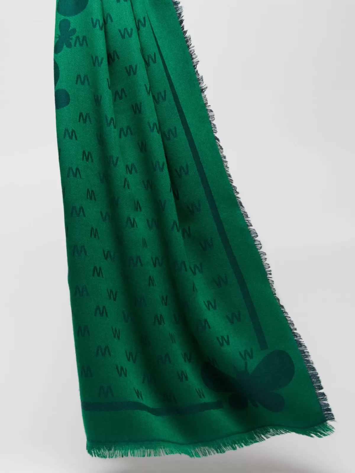 Scarves And Foulards*Max Mara Jacquard-knit viscose and wool shawl EMERALD