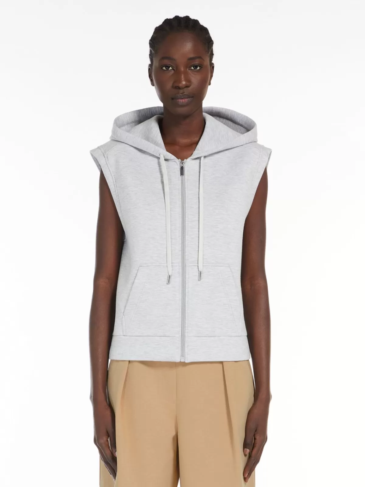 Knitwear*Max Mara Jersey hooded gilet LIGHTGREY