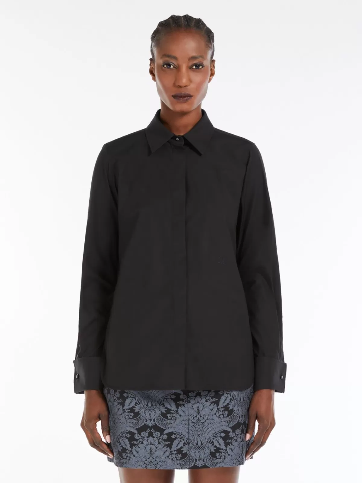 Blouses*Max Mara Men’s-style cotton crepe shirt BLACK