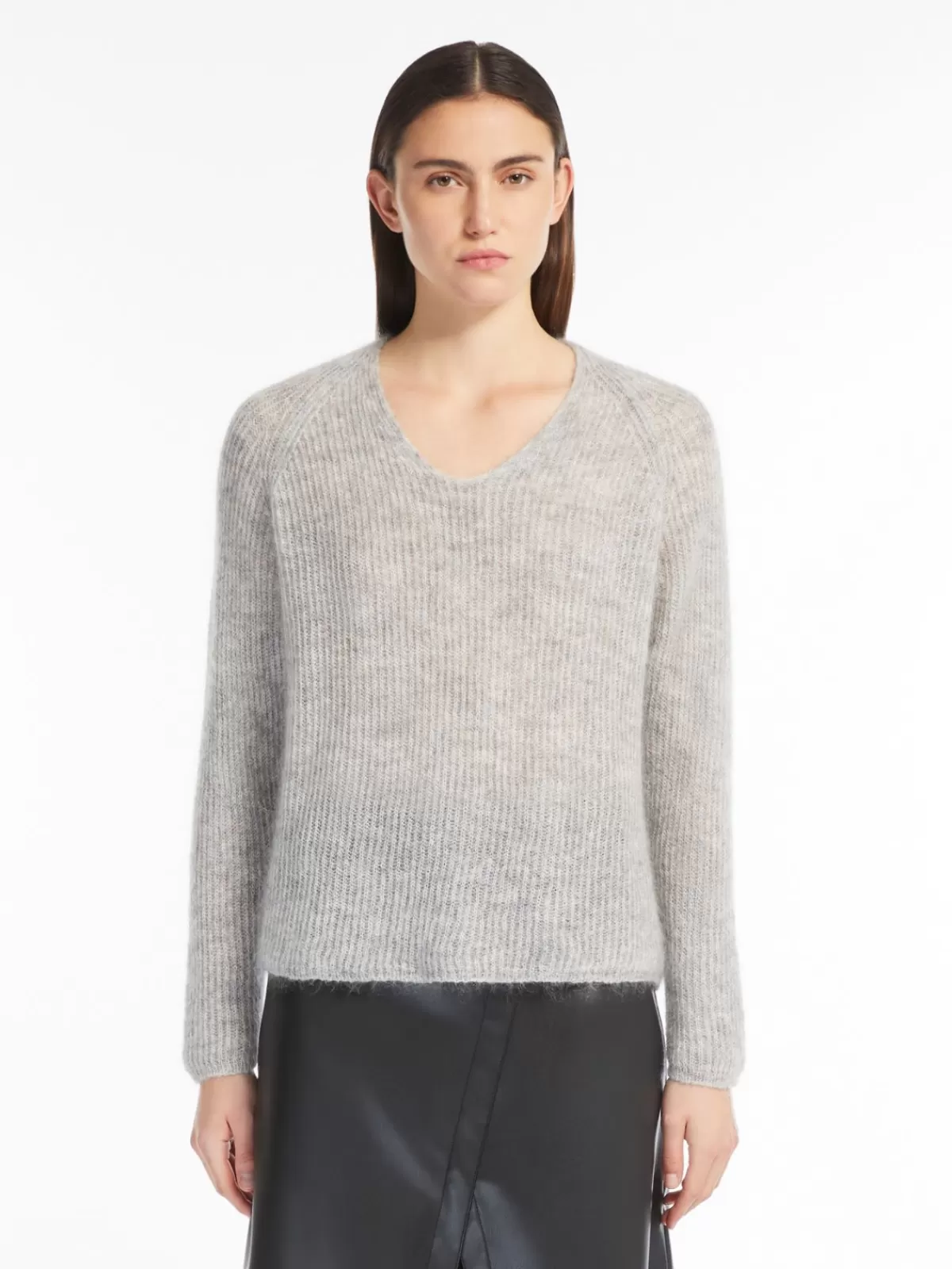 Knitwear*Max Mara Mohair yarn jumper LIGHTGREY