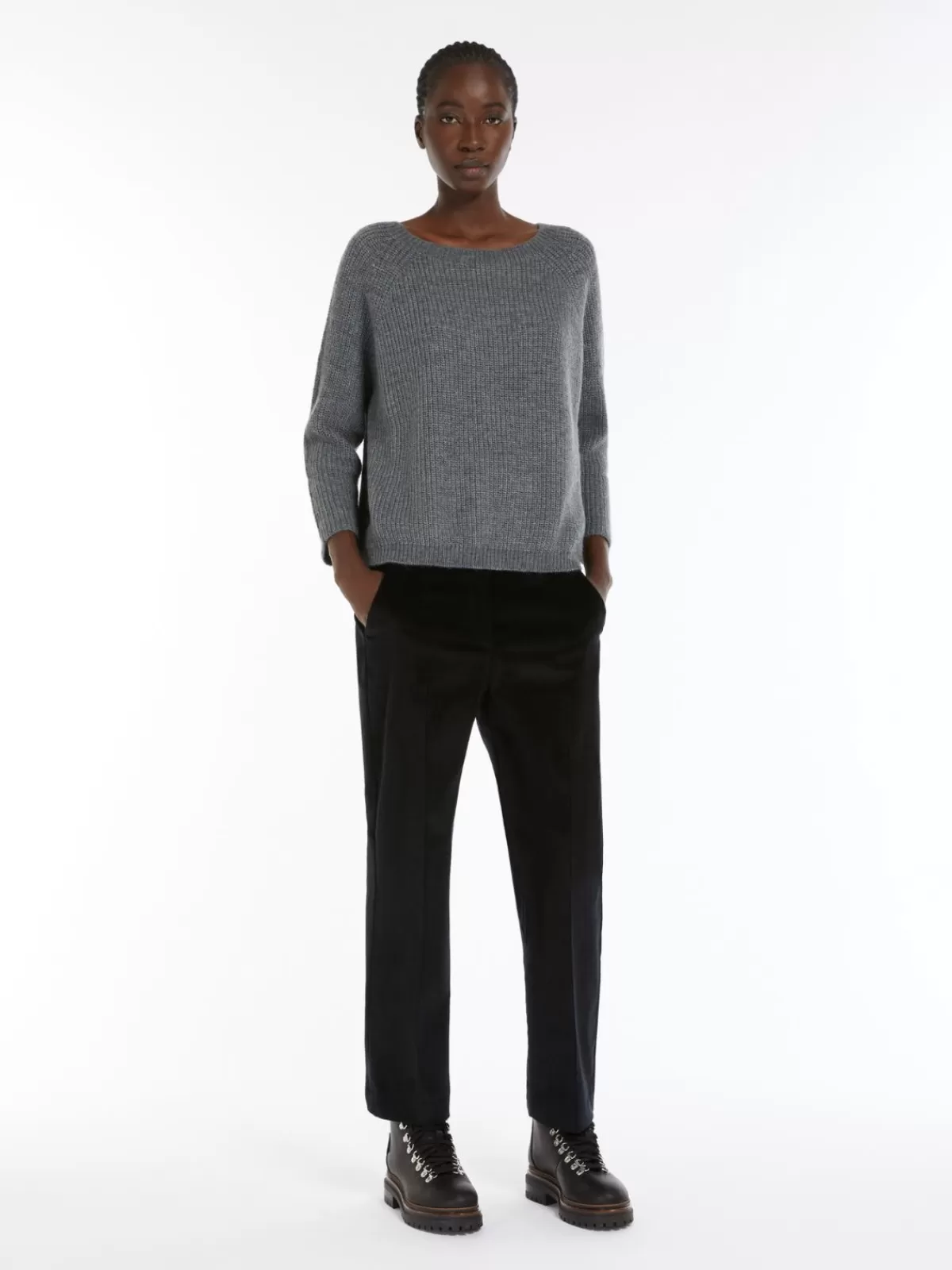 Knitwear*Max Mara Mohair yarn sweater LIGHTGREY