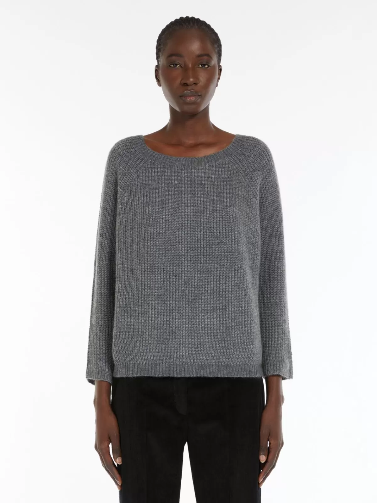 Knitwear*Max Mara Mohair yarn sweater LIGHTGREY