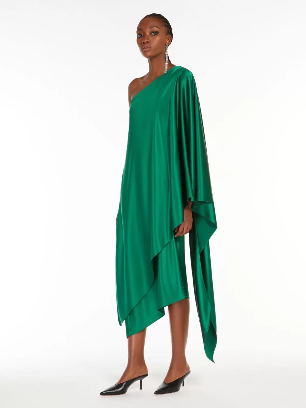 Dresses*Max Mara One-shoulder silk dress GREEN