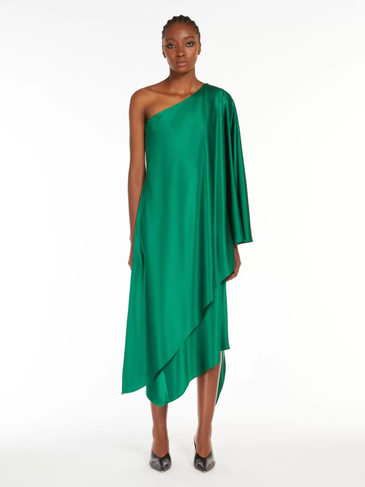 Dresses*Max Mara One-shoulder silk dress GREEN