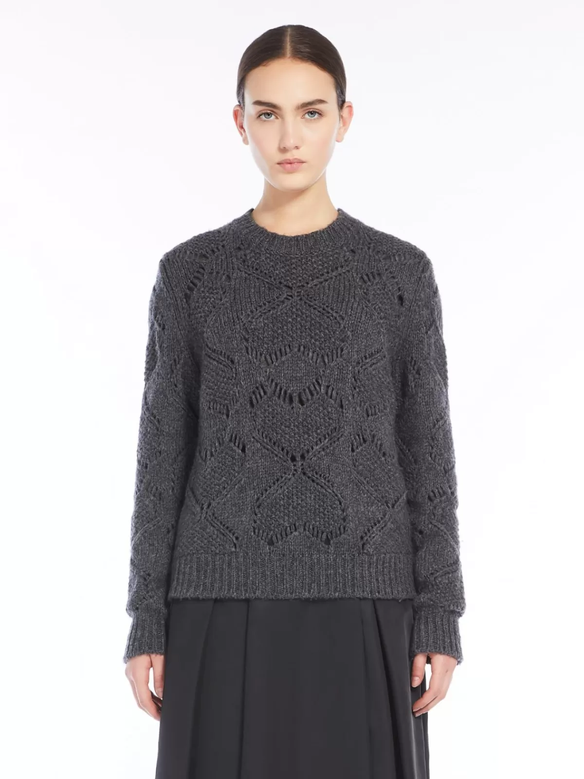 Knitwear*Max Mara Open-knit wool-blend sweater DARKGREY