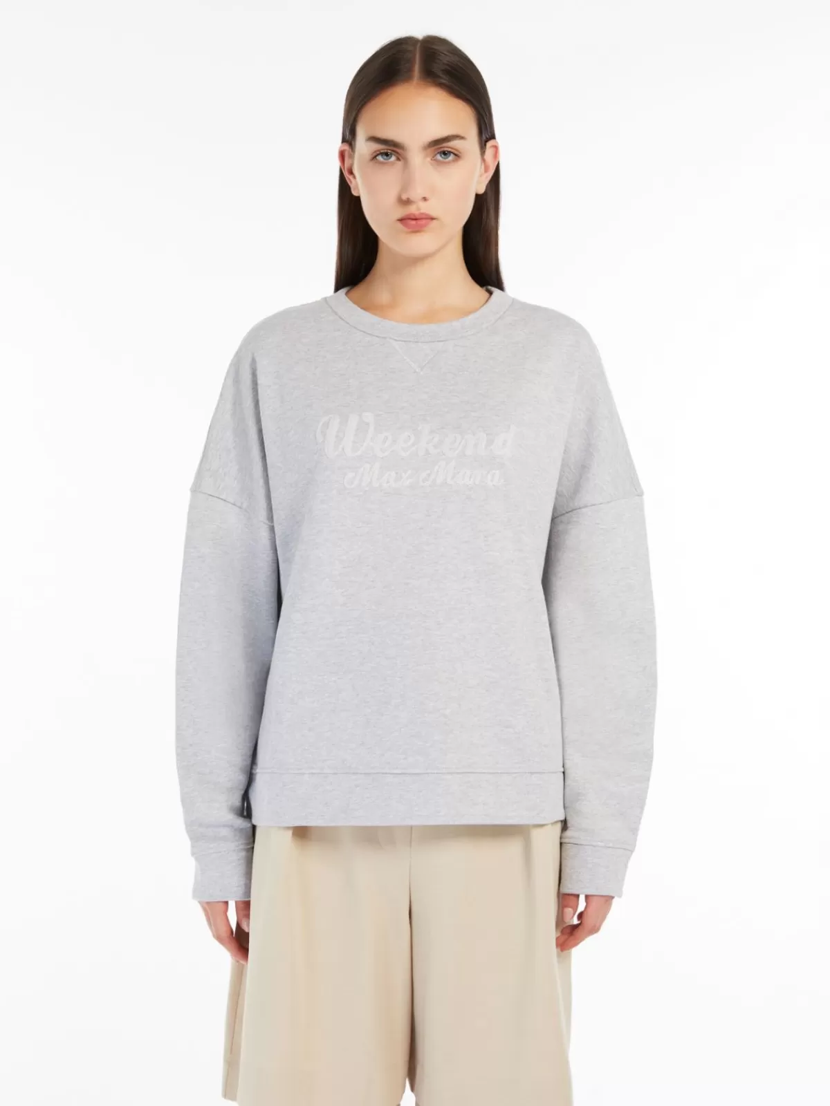 Knitwear*Max Mara Oversized cotton sweatshirt LIGHTGREY