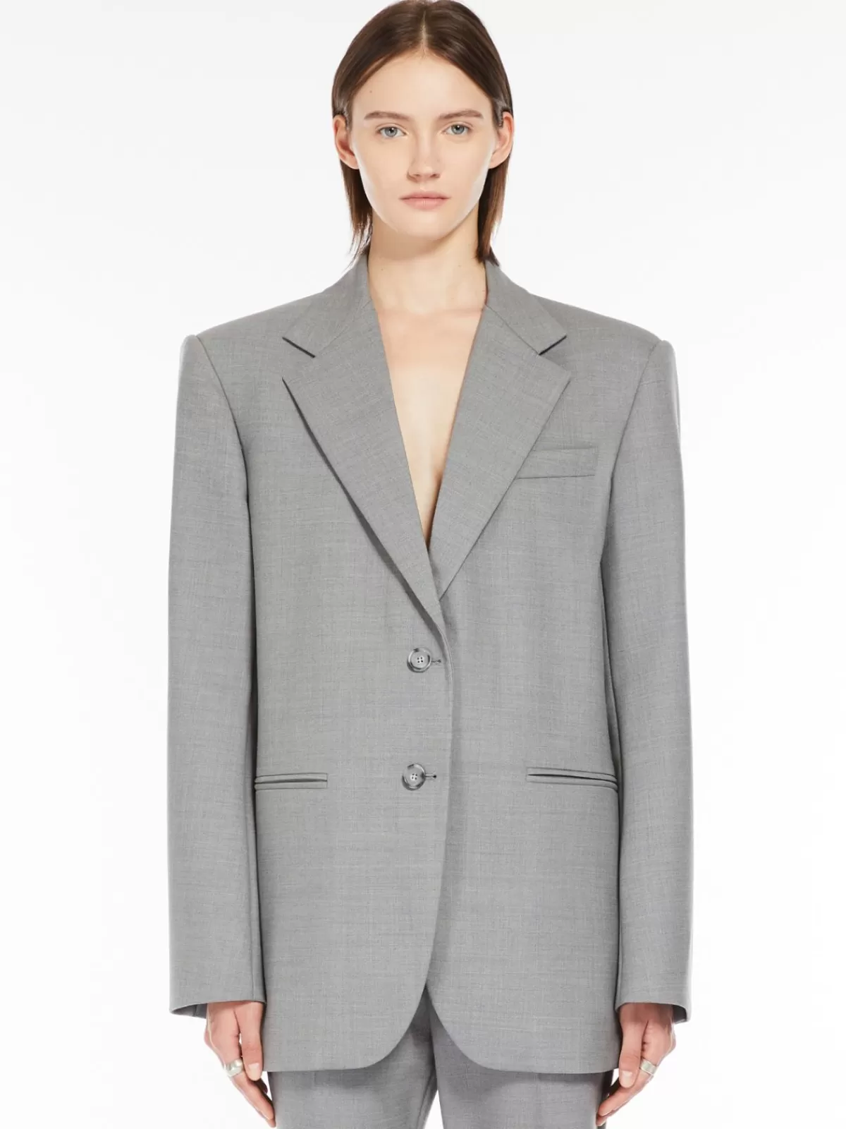 Suit*Max Mara Oversized stretch wool blazer LIGHTGREY