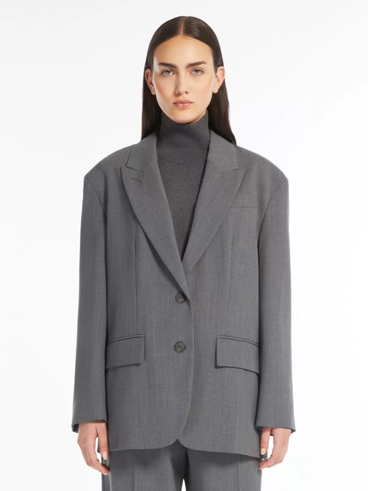 Jackets And Blazers | Suit*Max Mara Oversized wool-blend gabardine blazer MEDIUMGREY