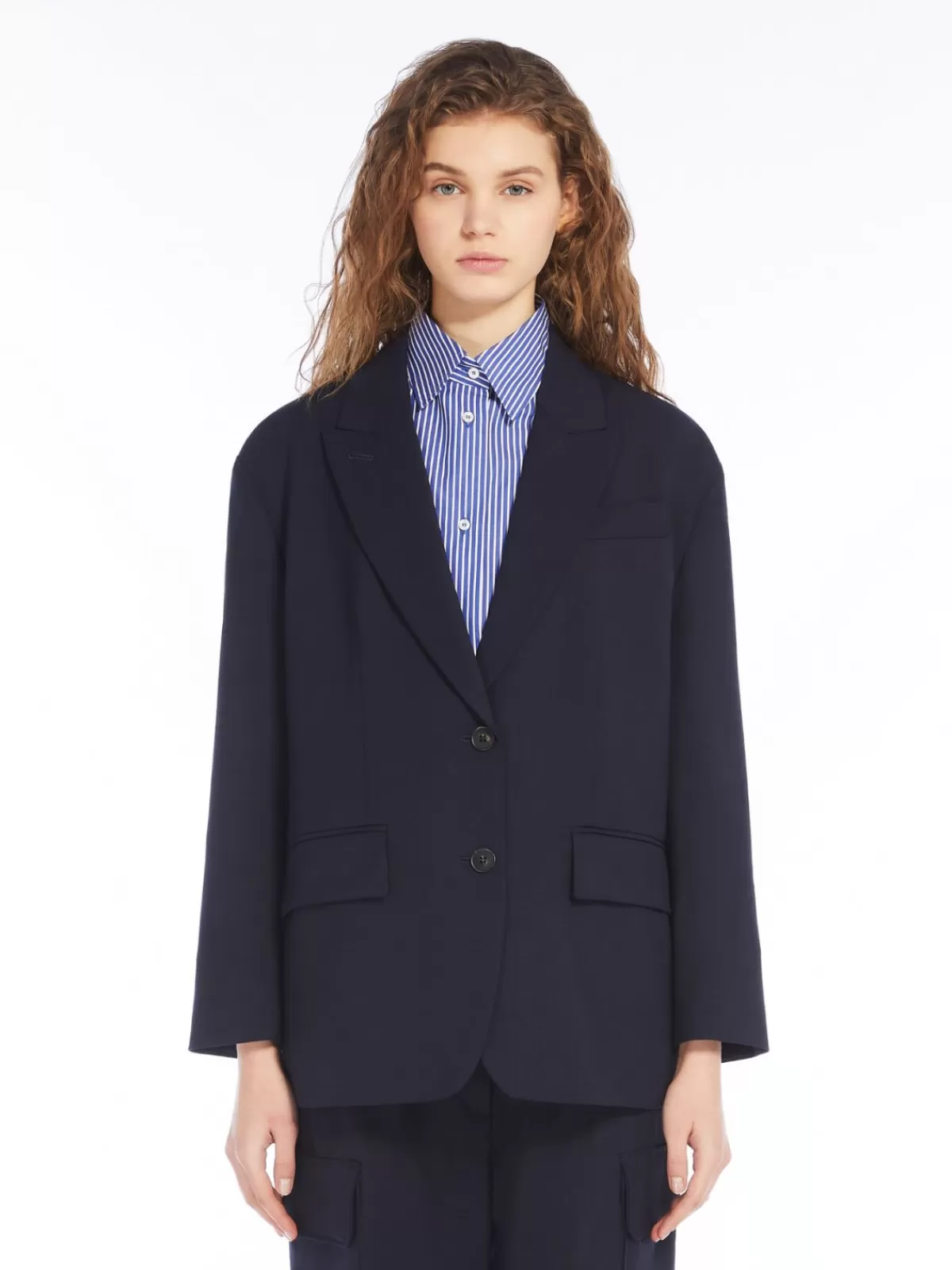 Jackets And Blazers | Suit*Max Mara Oversized wool-blend gabardine blazer NAVY